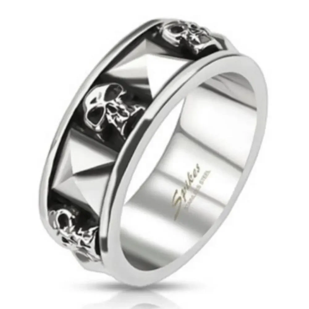 316L stainless steel biker skull ring hypoallergenic band men women 9
